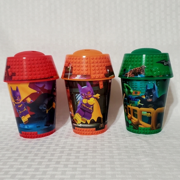 The Lego Batman Movie 2017 McDonald's Drink Cups With Lids, Lot Of 3. - Picture 6 of 8